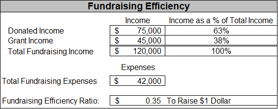 Fundraising Efficiency example ratio for nonprofit financial ratios