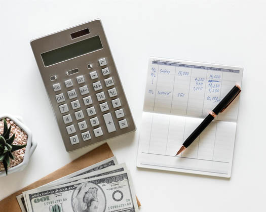 Budgeting Document Based on Performance Next to a Calculator & Cash