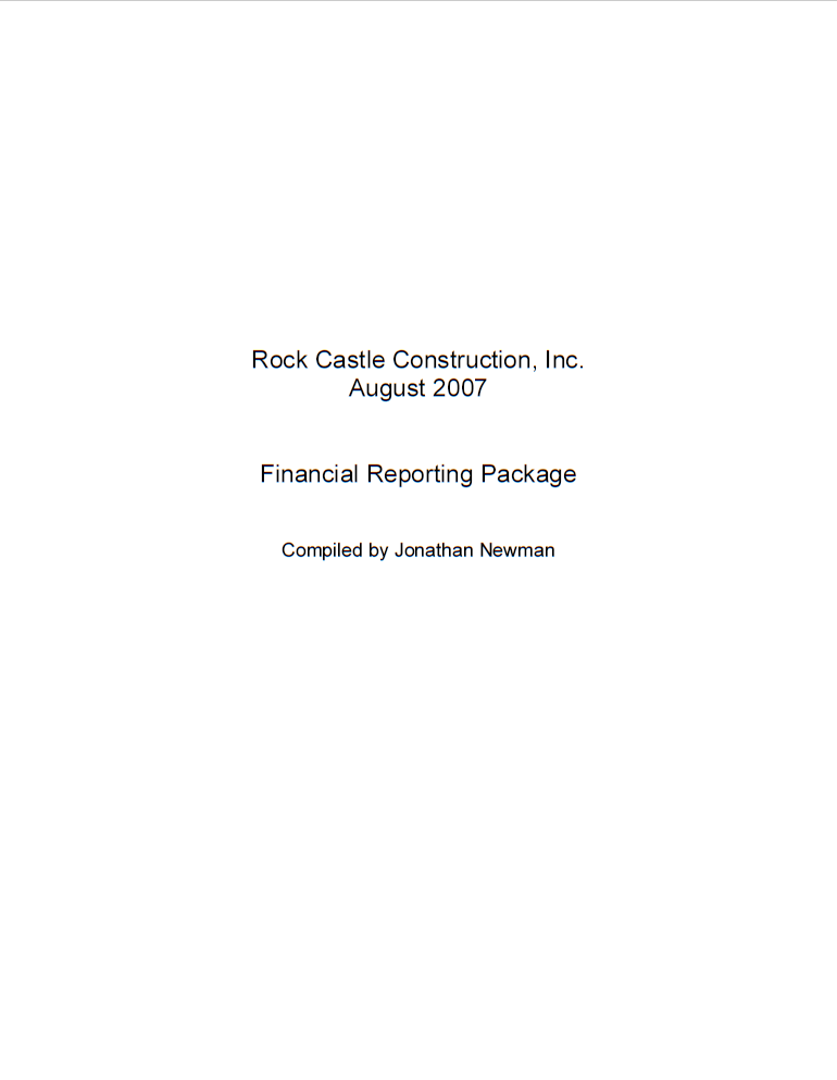 monthly financial report cover sheet