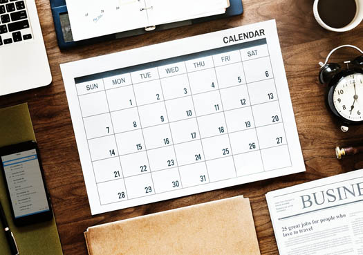 Calendar showing business sell-by date